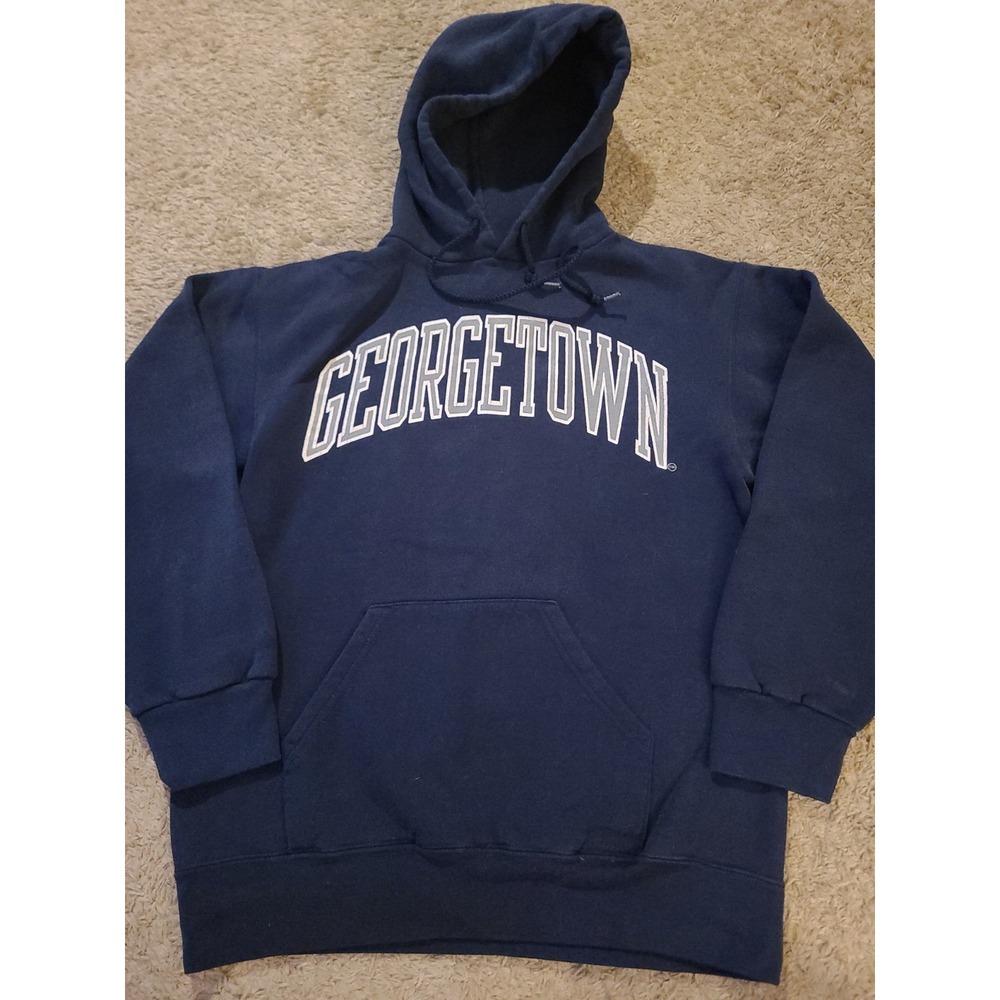 Y2K Vintage Jansport Georgetown University Hoodie Sweatshirt Med Blue